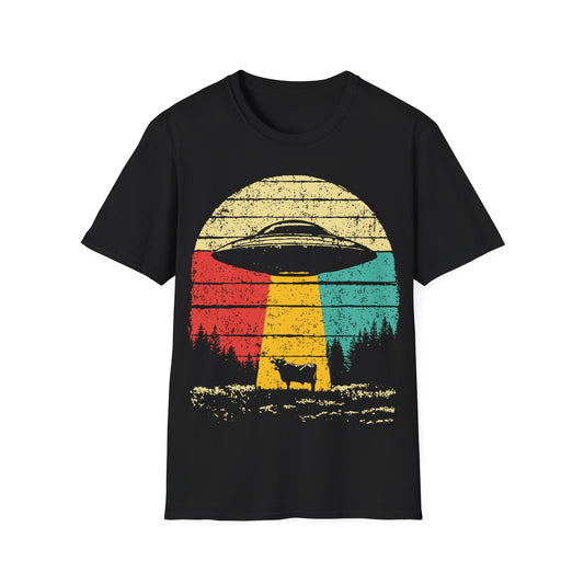 Cow Abduction - Retro Sunset T-Shirt