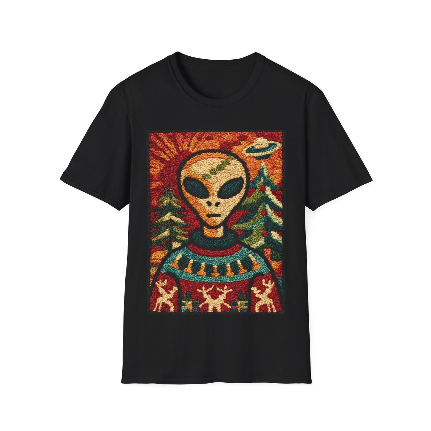 Alien with Christmas Sweater T-Shirt