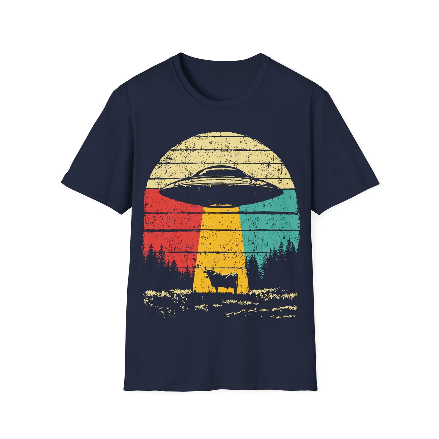 Cow Abduction - Retro Sunset T-Shirt