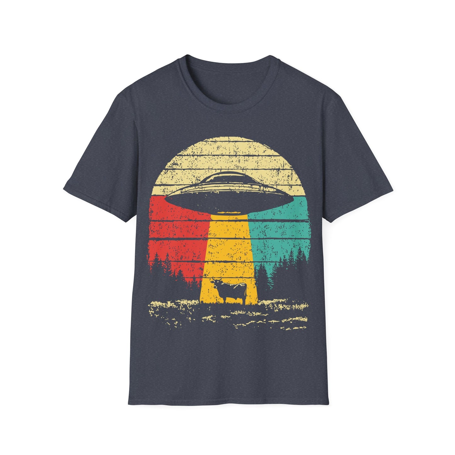 Cow Abduction - Retro Sunset T-Shirt