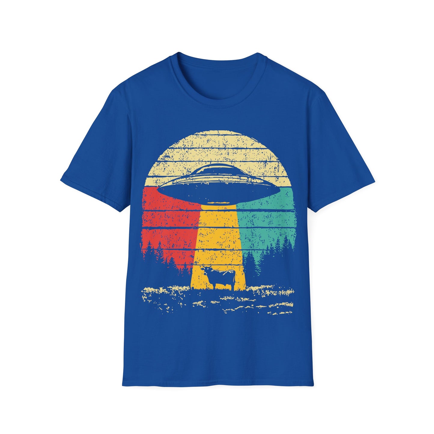 Cow Abduction - Retro Sunset T-Shirt