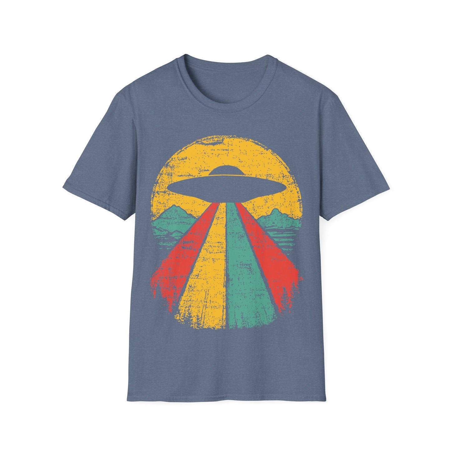 UFO Beaming Up - Retro Sunset T-Shirt