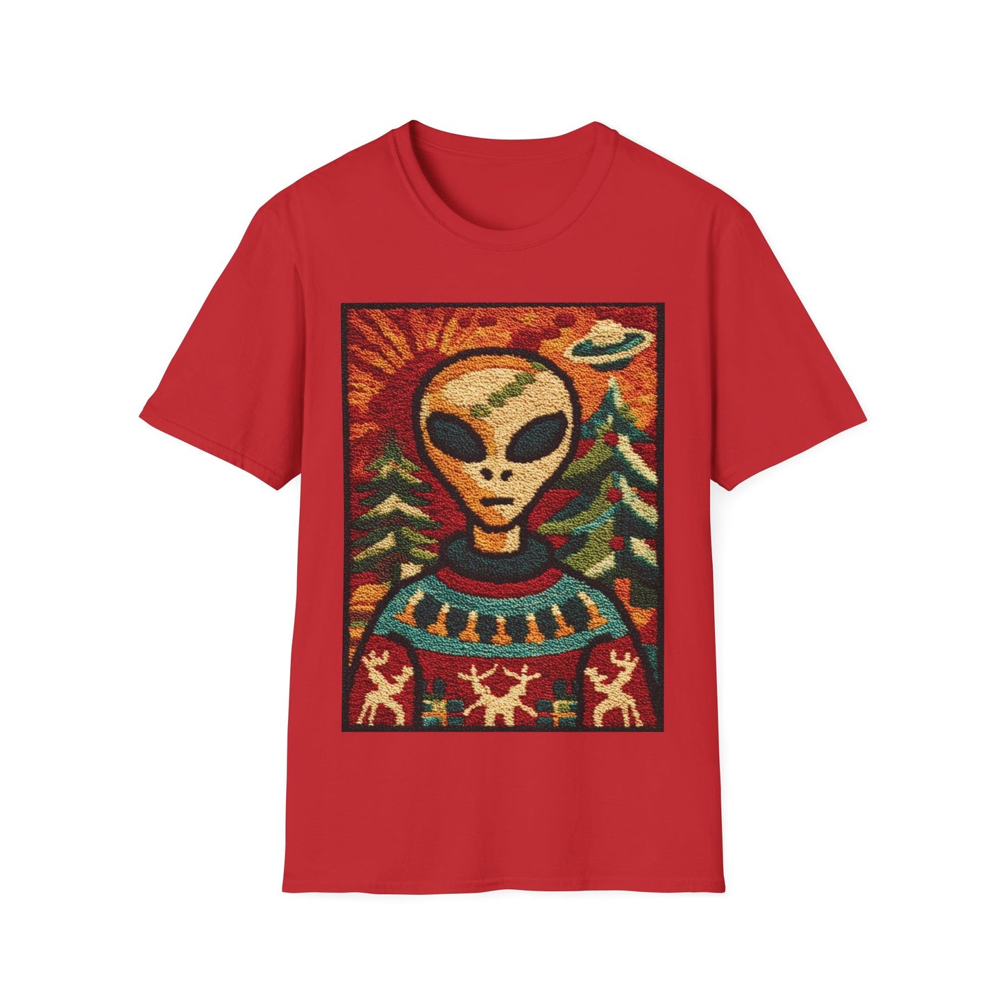 Alien with Christmas Sweater T-Shirt