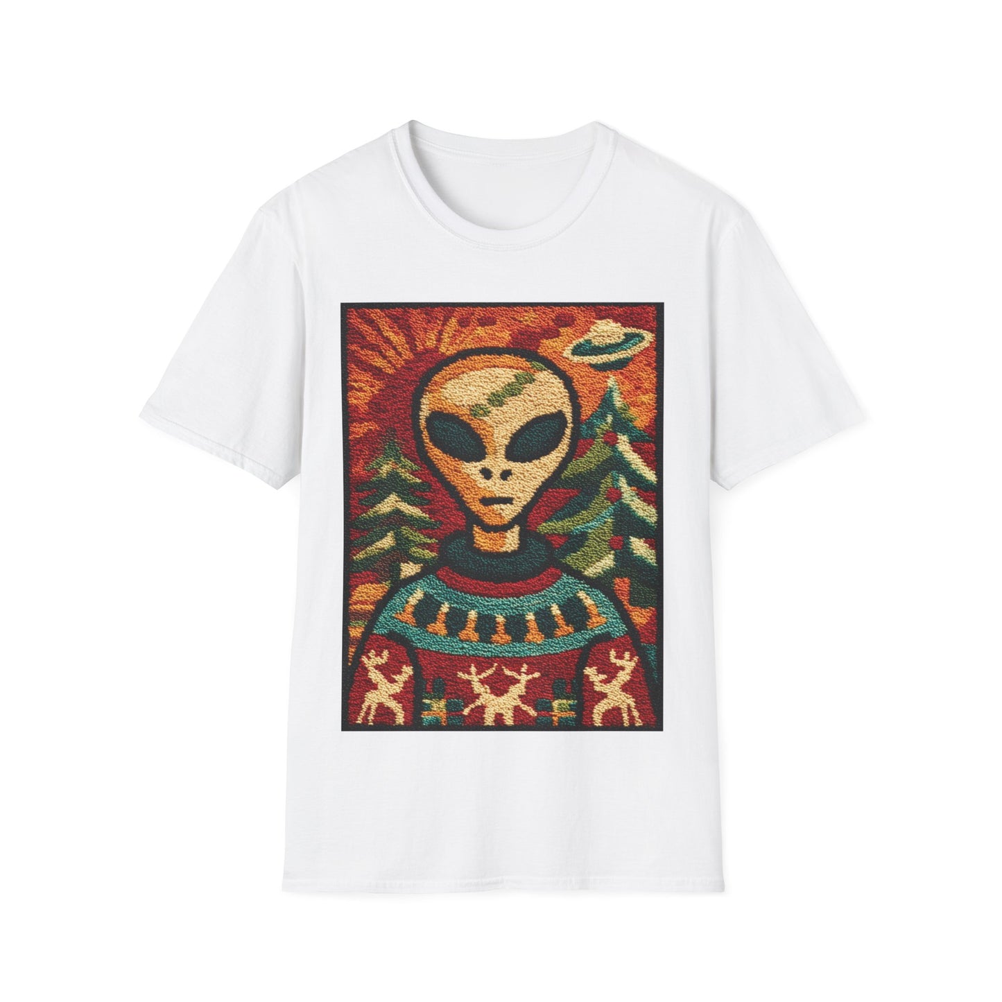Alien with Christmas Sweater T-Shirt