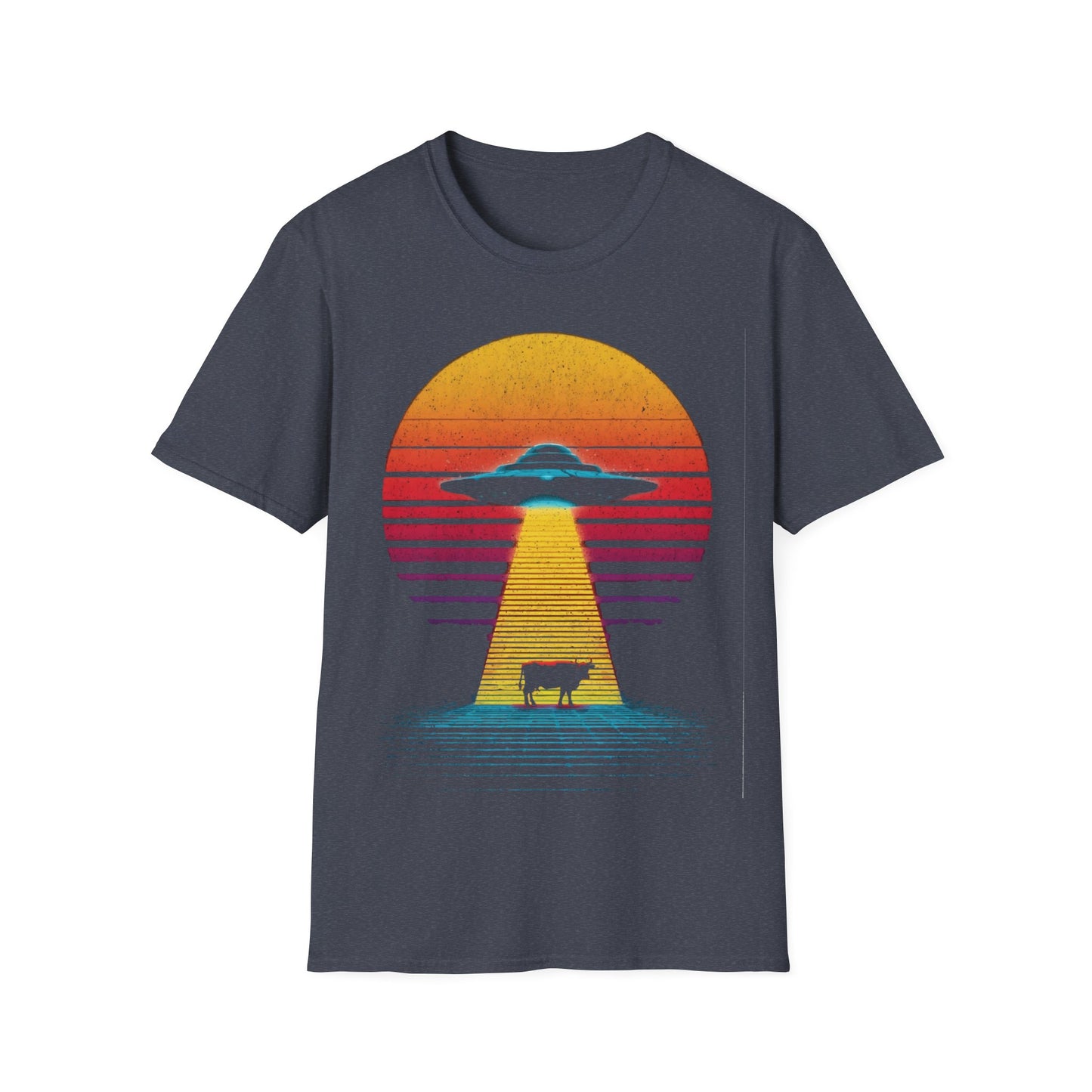UFO Abducting Cow - Synthwave T-Shirt