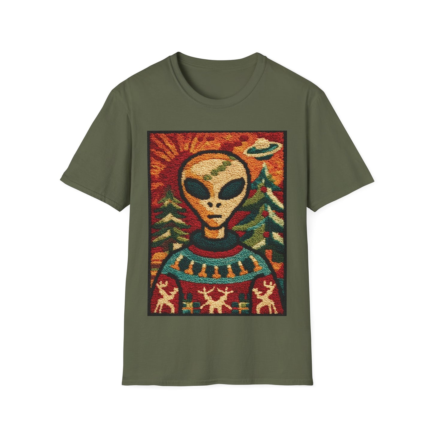 Alien with Christmas Sweater T-Shirt