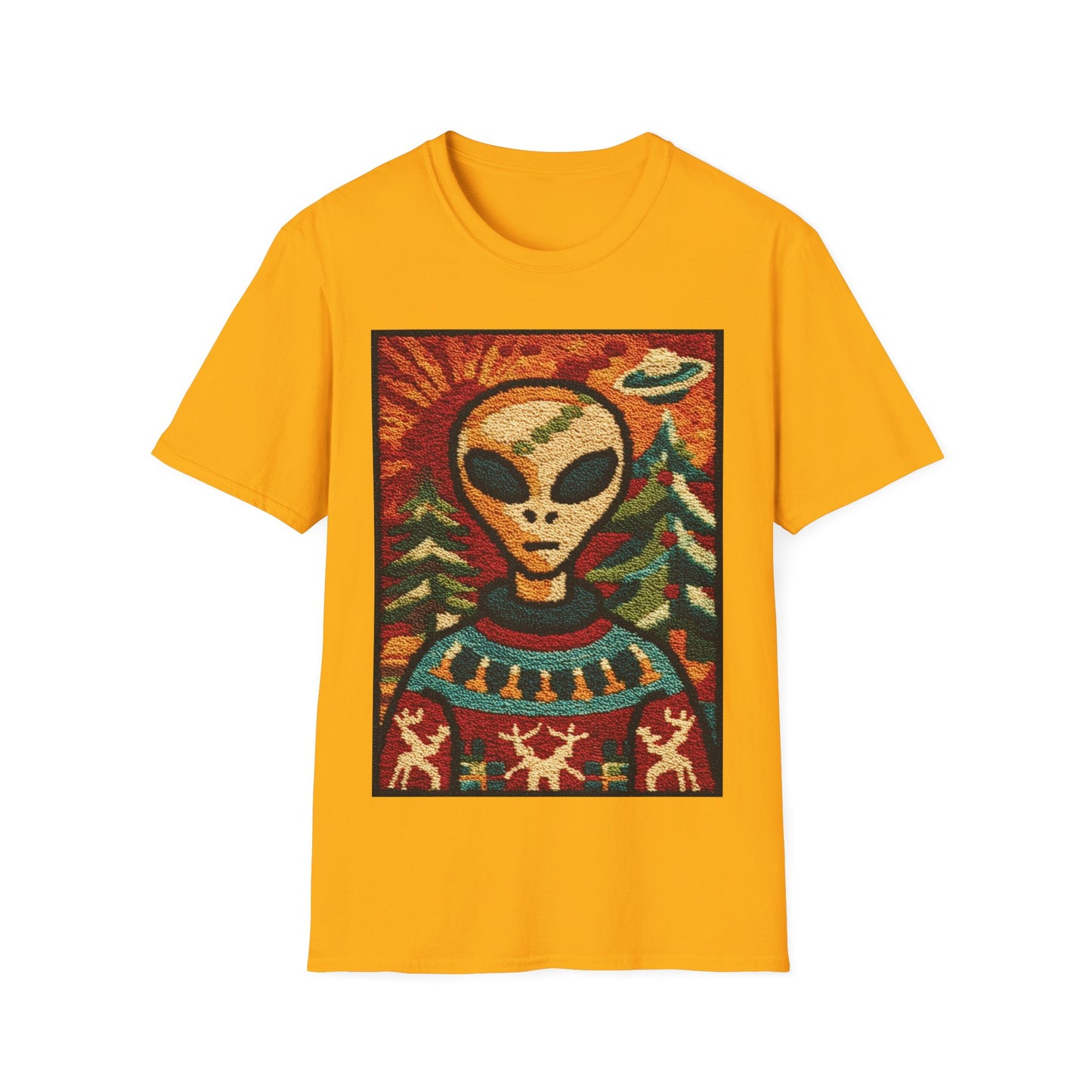 Alien with Christmas Sweater T-Shirt