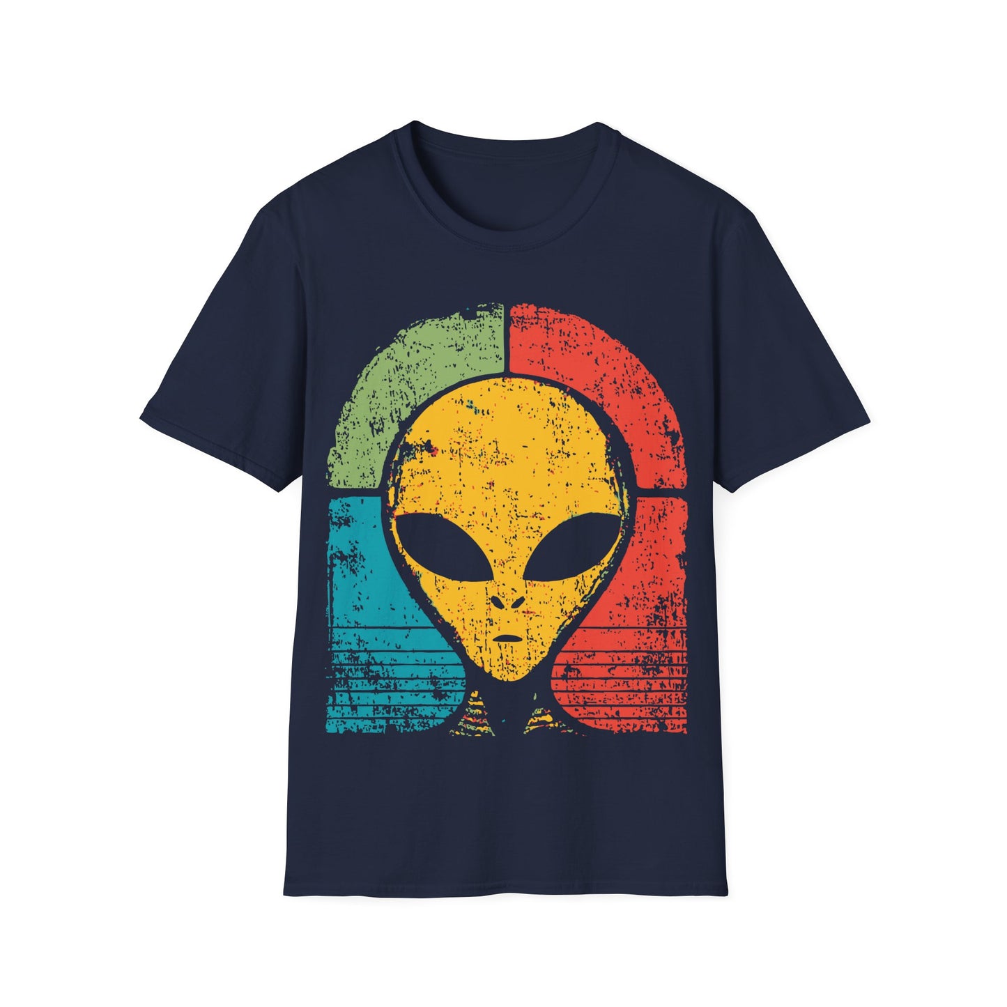 Alien Head - Retro Sunset T-Shirt