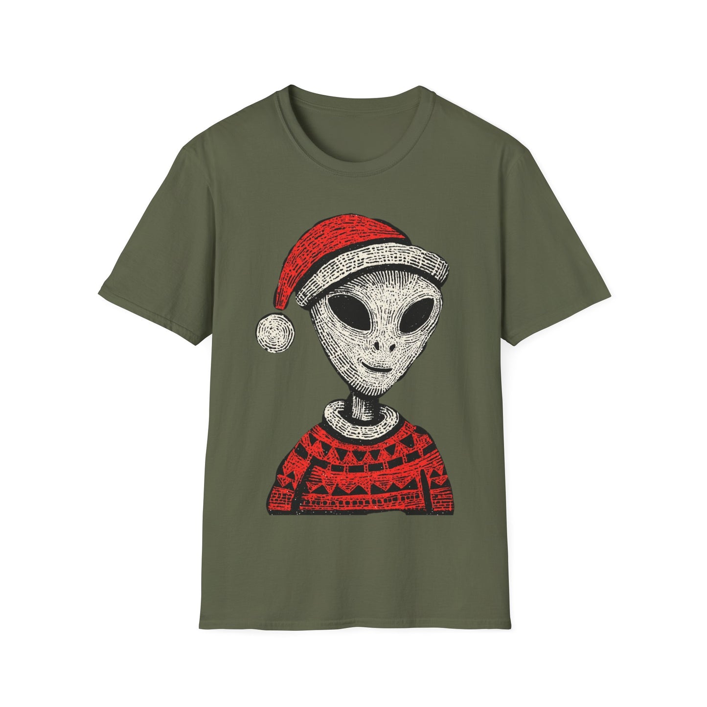 Alien with Christmas Hood T-Shirt