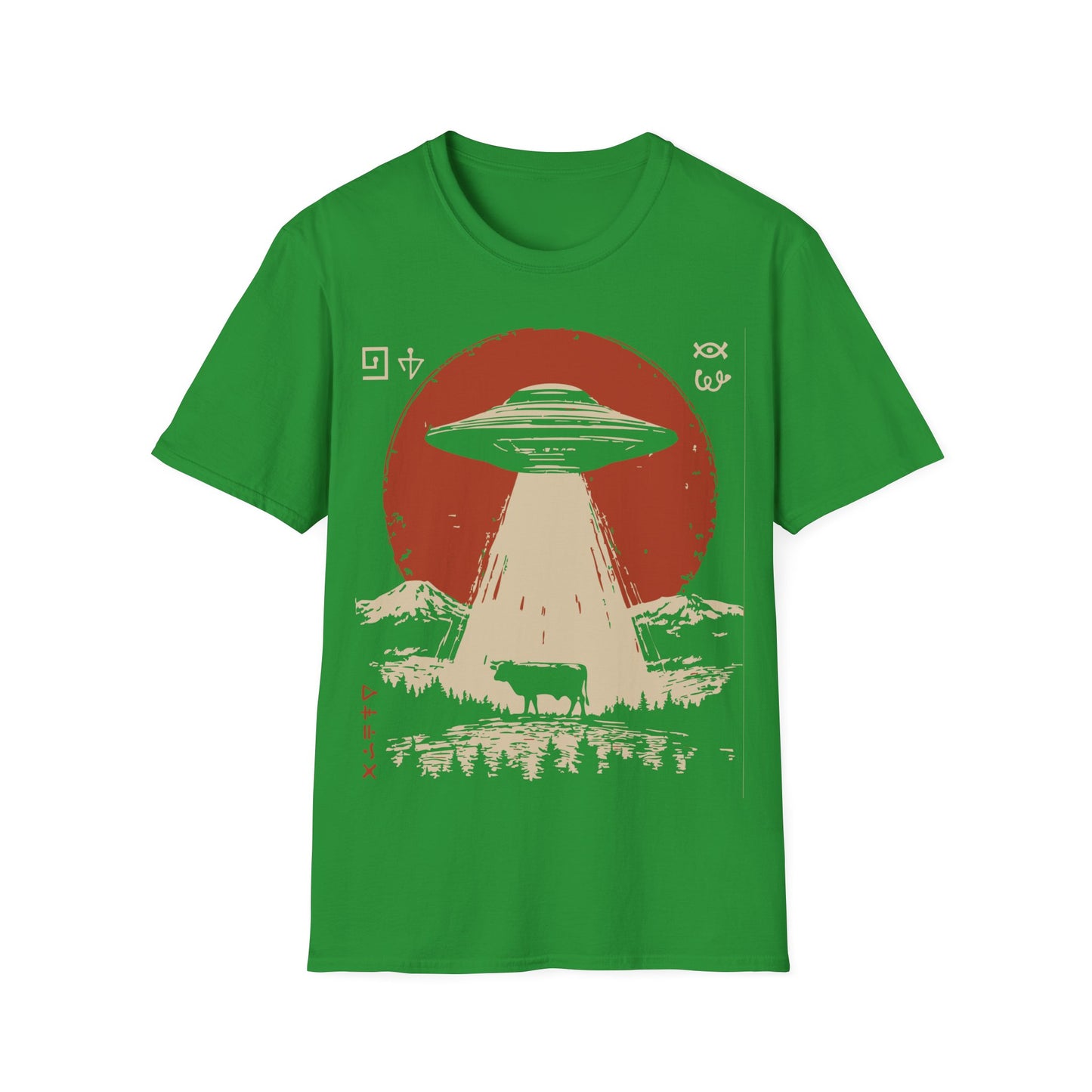 UFO Abducting Cow- Alien Alphabet T-Shirt