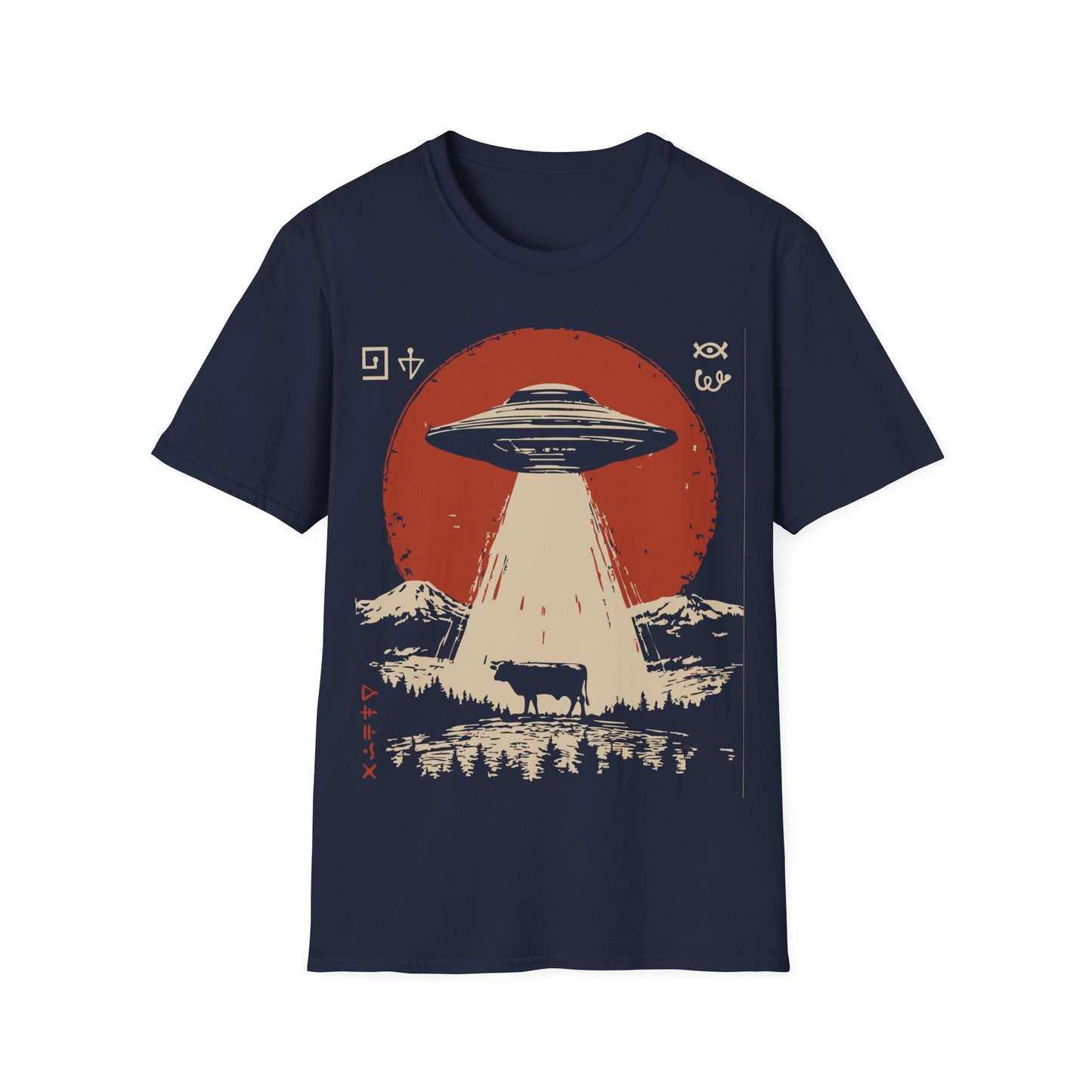 UFO Abducting Cow- Alien Alphabet T-Shirt