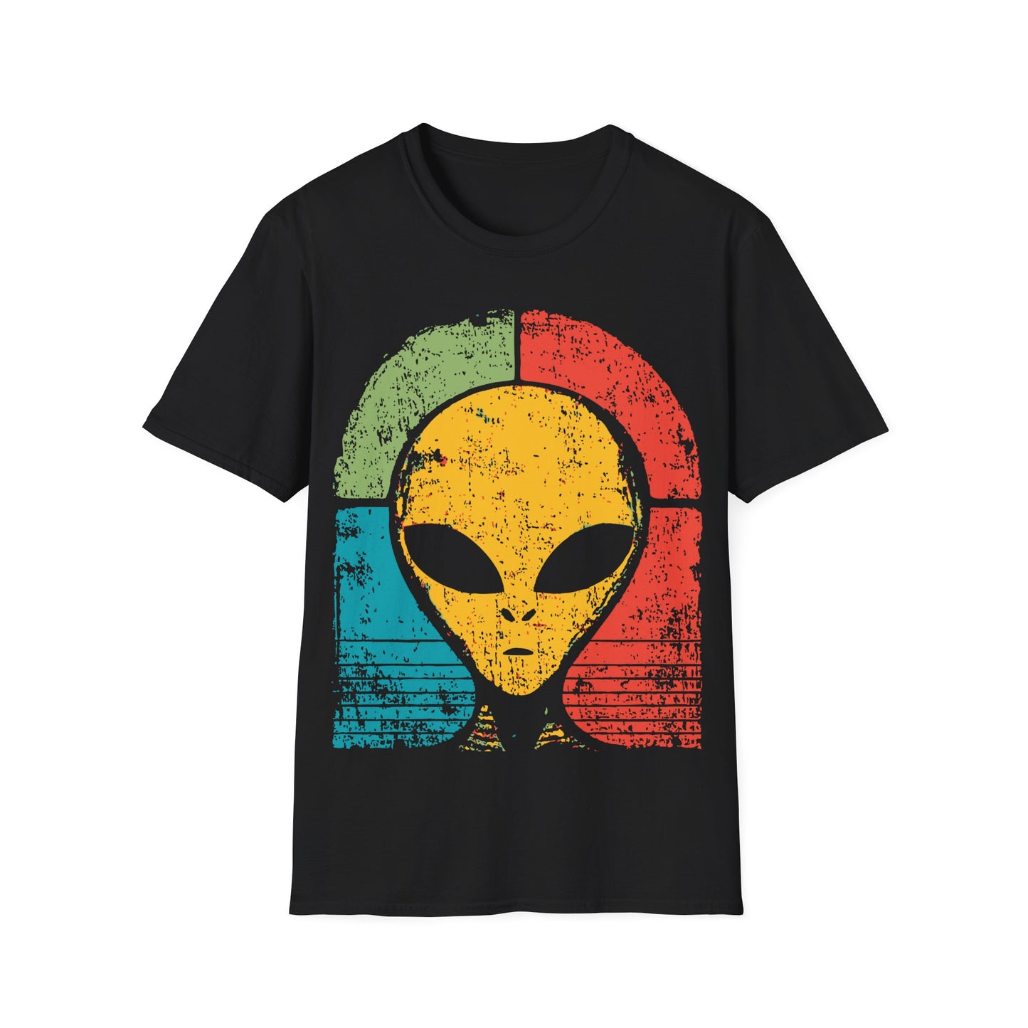 Alien Head - Retro Sunset T-Shirt
