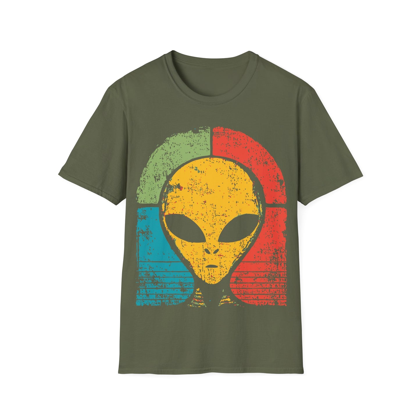 Alien Head - Retro Sunset T-Shirt