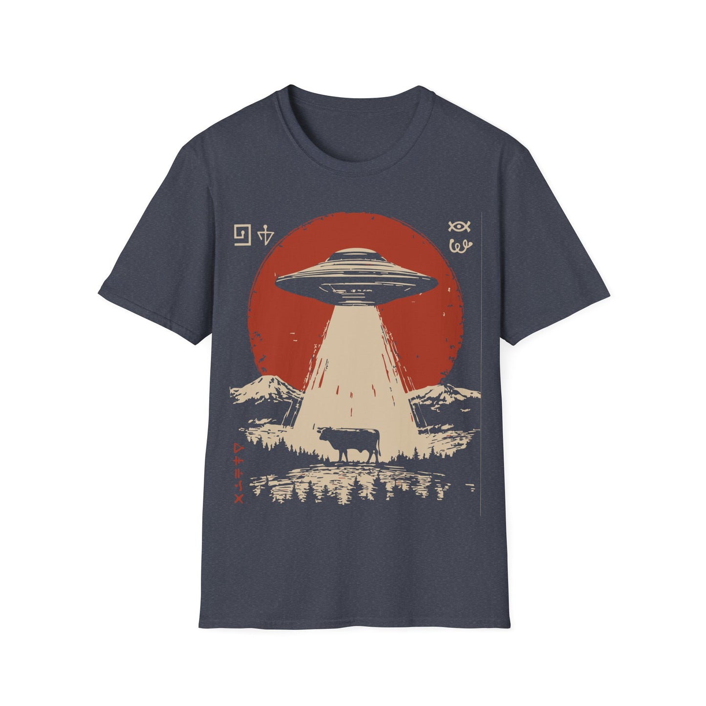 UFO Abducting Cow- Alien Alphabet T-Shirt