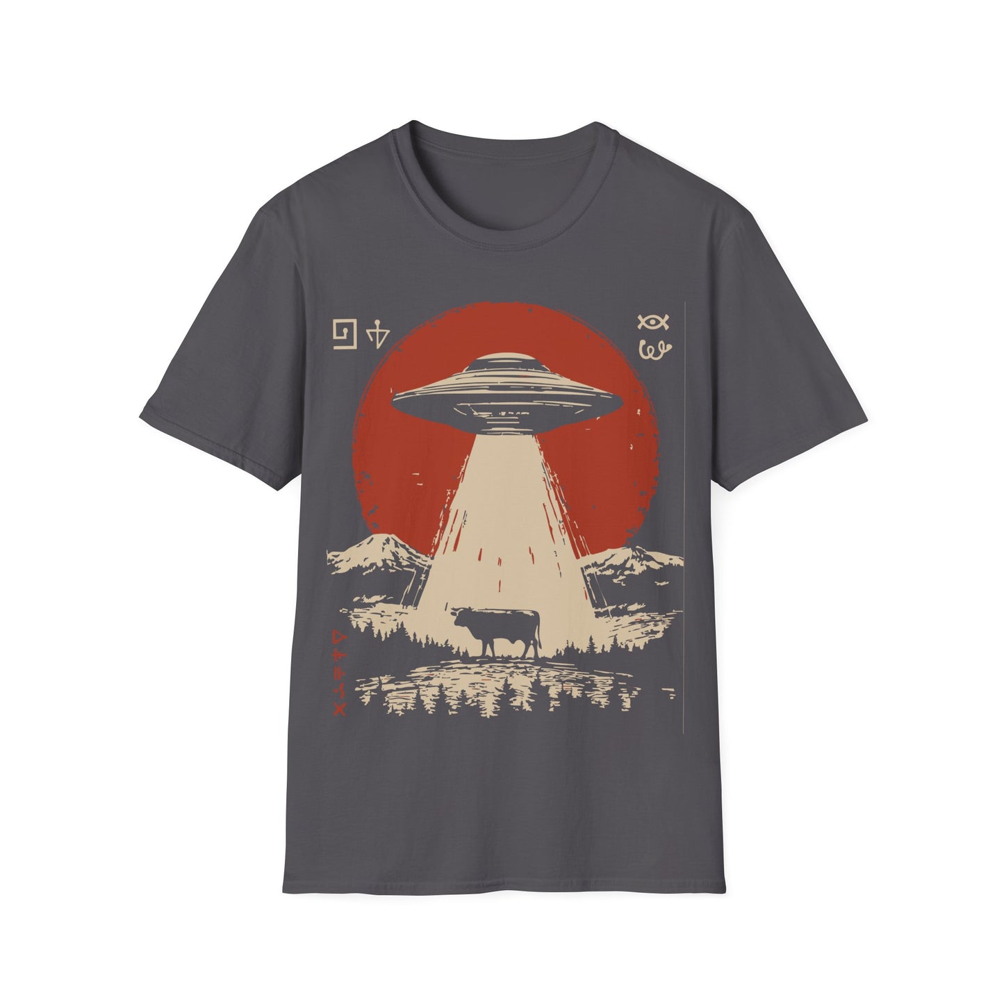 UFO Abducting Cow- Alien Alphabet T-Shirt